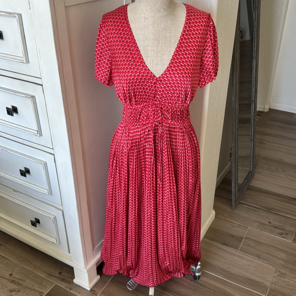 NWT J.Crew 4 CK803 Pleated tie waist luster georgette Dress. 

827 - Picture 3 of 11